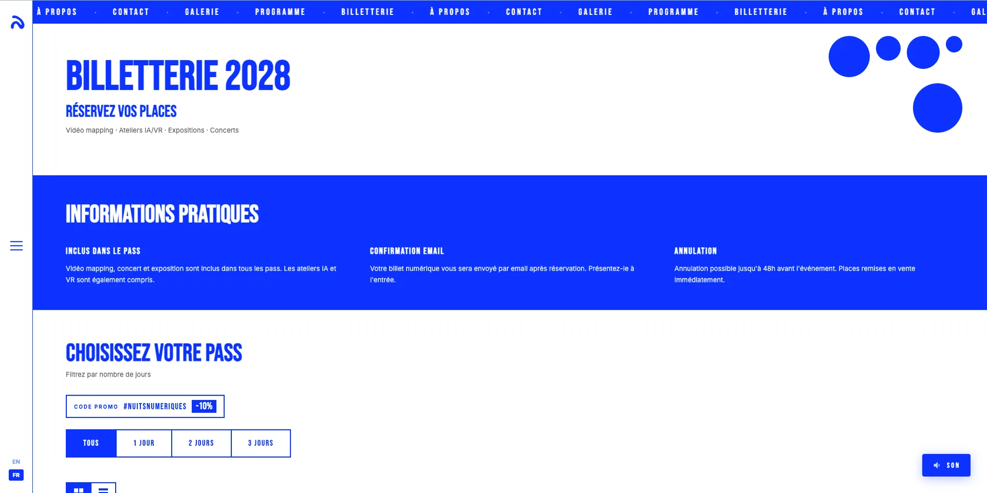 Page billetterie WooCommerce